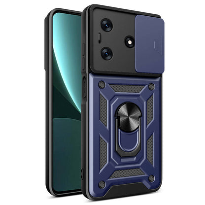 Tecno Spark 10C Kılıf Magnetik Standlı Kamera Korumalı Zore Sürgülü Vega Kapak Siyah