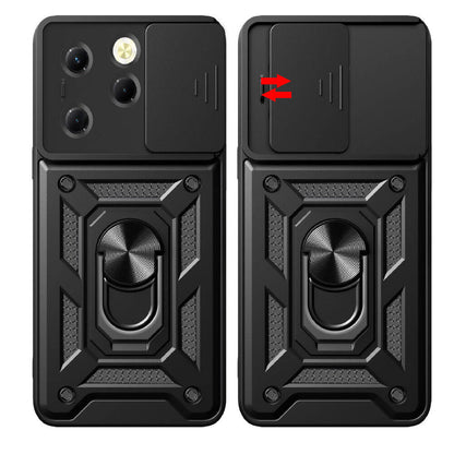 Tecno Spark 20 Pro Kılıf Magnetik Standlı Kamera Korumalı Zore Sürgülü Vega Kapak Mavi