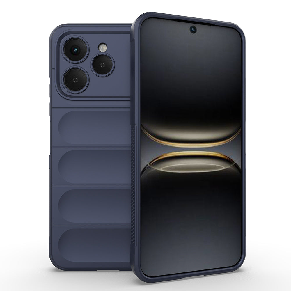 Tecno Spark 40 Kılıf Esnek TPU Oyuklu Arka Yüzey Tasarımlı Zore Etnik Silikon Kapak Lacivert