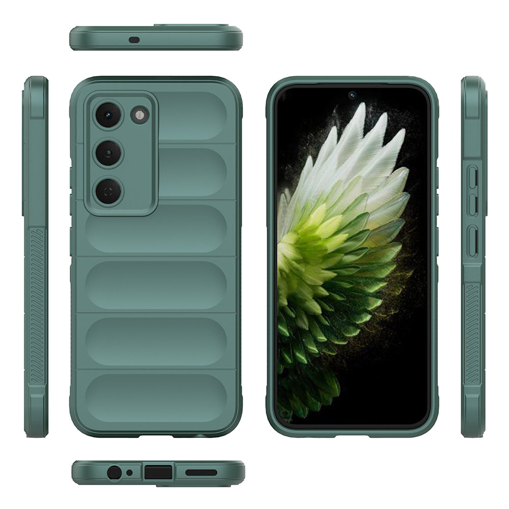 Tecno Spark 40 Pro Kılıf Esnek TPU Oyuklu Arka Yüzey Tasarımlı Zore Etnik Silikon Kapak Koyu Yeşil