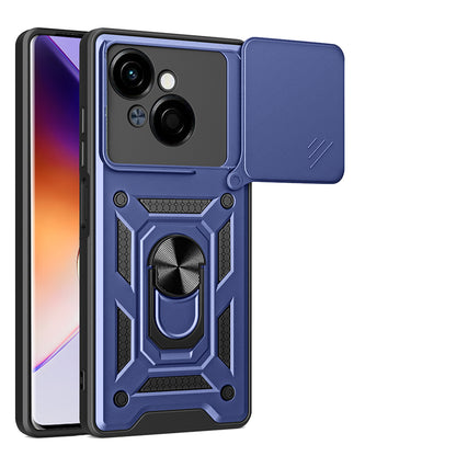 Tecno Spark Go 1 2025 Kılıf Magnetik Standlı Kamera Korumalı Zore Sürgülü Vega Kapak Mavi
