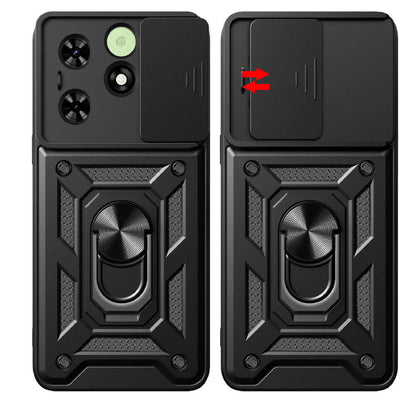 Tecno Spark Go 2024 Kılıf Magnetik Standlı Kamera Korumalı Zore Sürgülü Vega Kapak Mavi