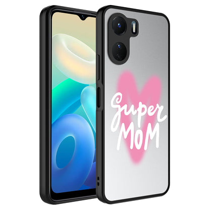 Vivo Y16 Kılıf Aynalı Desenli Kamera Korumalı Parlak Zore Mirror Kapak Süper Anne