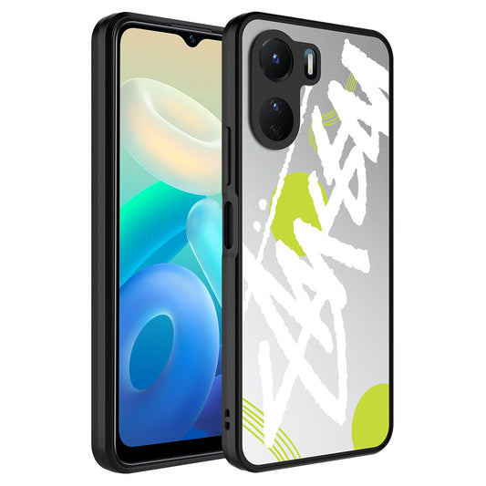 Vivo Y16 Kılıf Aynalı Desenli Kamera Korumalı Parlak Zore Mirror Kapak Yazı