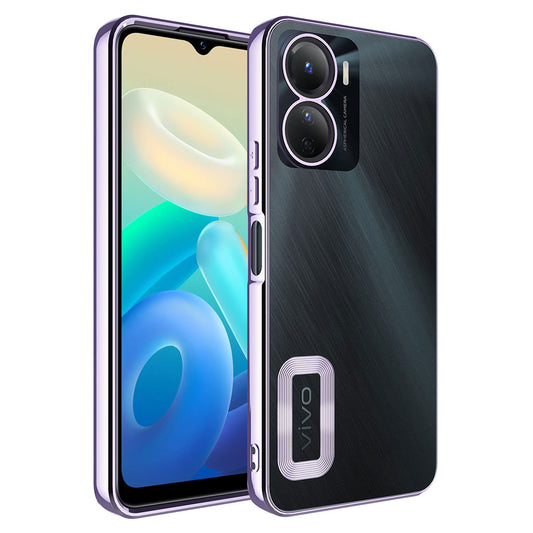 Vivo Y16 Kılıf Kamera Korumalı Logo Gösteren Zore Omega Kapak Lila