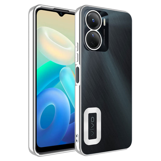 Vivo Y16 Kılıf Kamera Korumalı Logo Gösteren Zore Omega Kapak Gümüş
