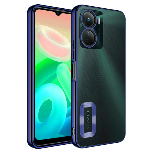 Vivo Y16 Kılıf Kamera Korumalı Logo Gösteren Zore Omega Kapak Lacivert