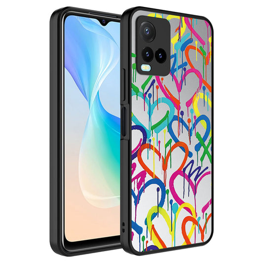 Vivo Y32 Kılıf Aynalı Desenli Kamera Korumalı Parlak Zore Mirror Kapak Kalp