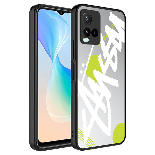 Vivo Y33S Kılıf Aynalı Desenli Kamera Korumalı Parlak Zore Mirror Kapak Yazı