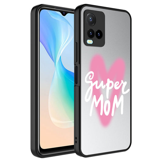 Vivo Y33S Kılıf Aynalı Desenli Kamera Korumalı Parlak Zore Mirror Kapak Süper Anne