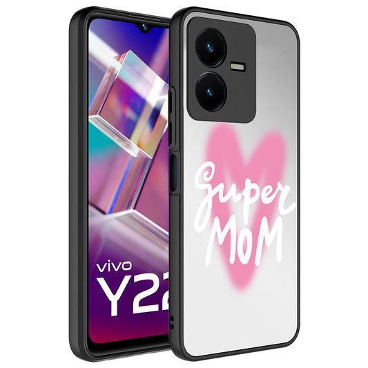 Vivo Y35 Kılıf Aynalı Desenli Kamera Korumalı Parlak Zore Mirror Kapak Süper Anne