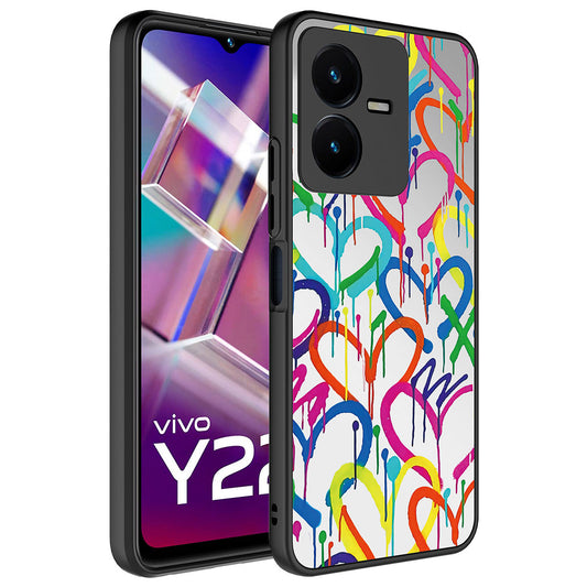 Vivo Y35 Kılıf Aynalı Desenli Kamera Korumalı Parlak Zore Mirror Kapak Kalp