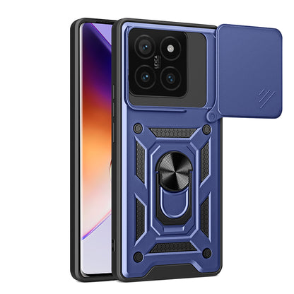 Xiaomi 14T Kılıf Magnetik Standlı Kamera Korumalı Zore Sürgülü Vega Kapak Mavi