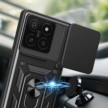 Xiaomi 14T Pro Kılıf Magnetik Standlı Kamera Korumalı Zore Sürgülü Vega Kapak Siyah