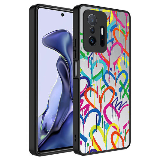 Xiaomi Mi 11T 5G Kılıf Aynalı Desenli Kamera Korumalı Parlak Zore Mirror Kapak Kalp