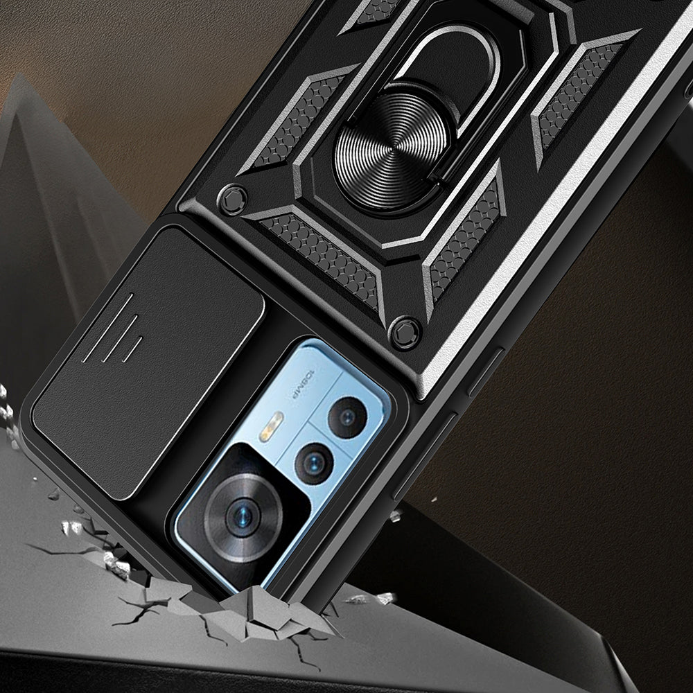 Xiaomi Mi 12T Pro Kılıf Magnetik Standlı Kamera Korumalı Zore Sürgülü Vega Kapak Mavi