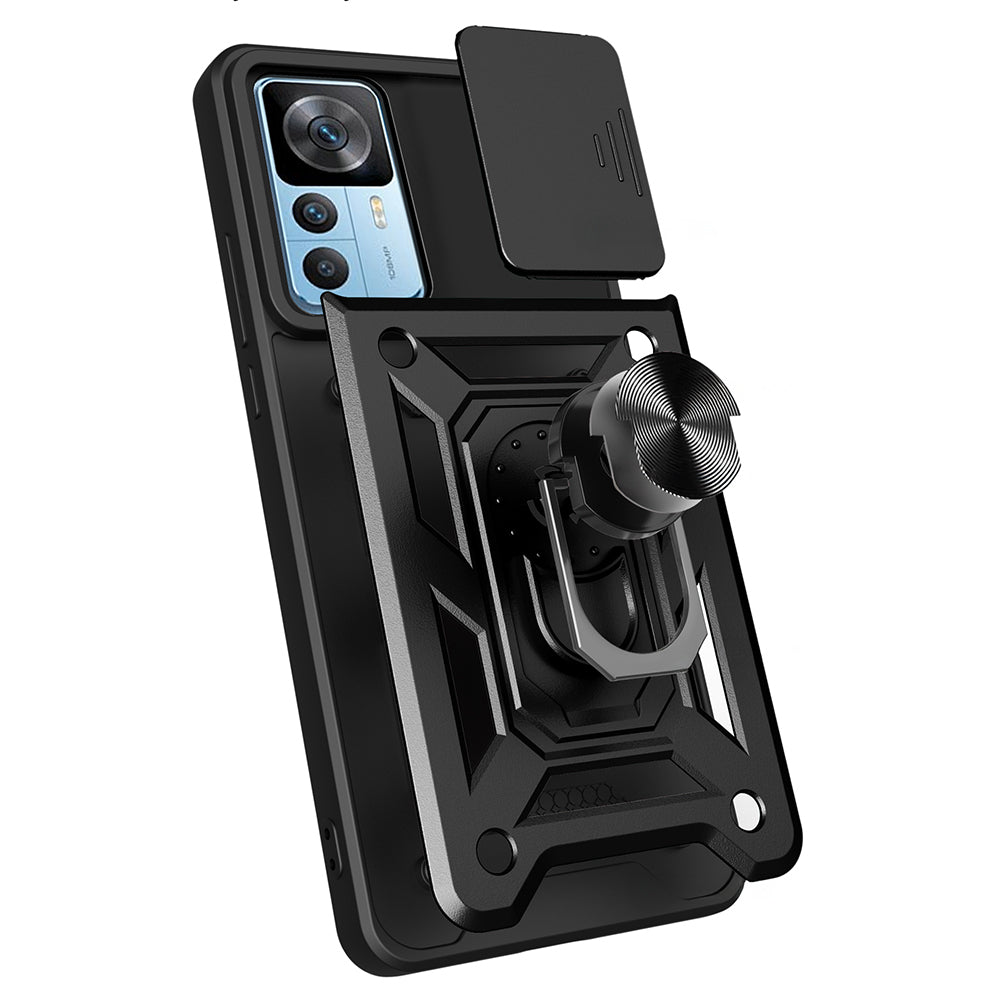Xiaomi Mi 12T Pro Kılıf Magnetik Standlı Kamera Korumalı Zore Sürgülü Vega Kapak Mavi