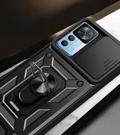 Xiaomi Mi 12T Pro Kılıf Magnetik Standlı Kamera Korumalı Zore Sürgülü Vega Kapak Mavi