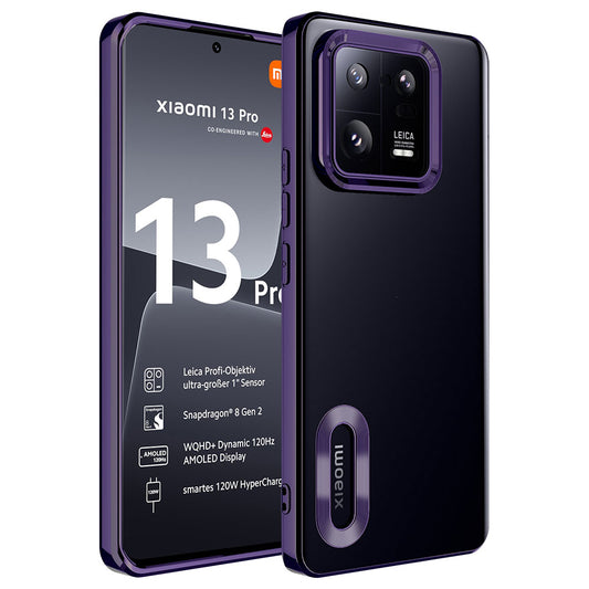 Xiaomi Mi 13 Pro Kılıf Kamera Korumalı Logo Gösteren Zore Omega Kapak Derin Mor