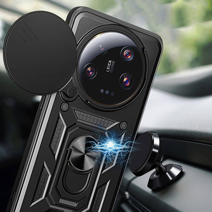 Xiaomi Mi 13 Ultra Kılıf Magnetik Standlı Kamera Korumalı Zore Sürgülü Vega Kapak Mavi