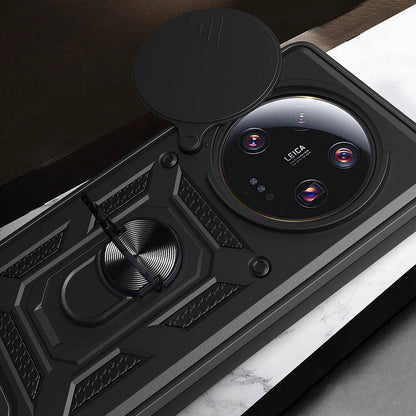 Xiaomi Mi 13 Ultra Kılıf Magnetik Standlı Kamera Korumalı Zore Sürgülü Vega Kapak Mavi