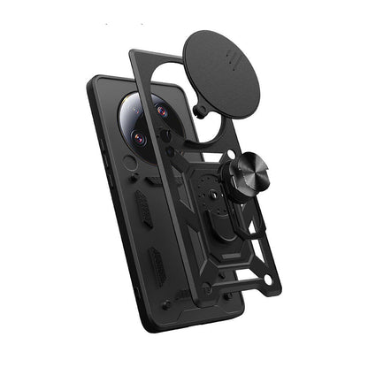 Xiaomi Mi 13 Ultra Kılıf Magnetik Standlı Kamera Korumalı Zore Sürgülü Vega Kapak Mavi