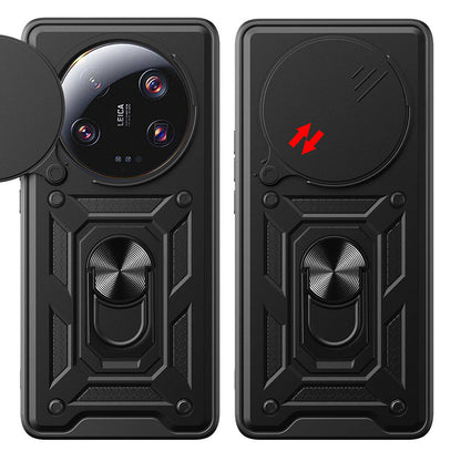 Xiaomi Mi 13 Ultra Kılıf Magnetik Standlı Kamera Korumalı Zore Sürgülü Vega Kapak Mavi