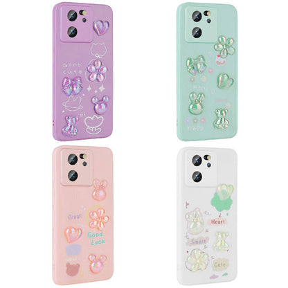 Xiaomi Mi 13T Kılıf Kabartma Figürlü Parlak Zore Toys Silikon Kapak Pembe