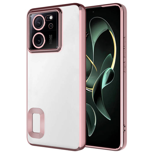 Xiaomi Mi 13T Kılıf Kamera Korumalı Logo Gösteren Zore Omega Kapak Rose Gold