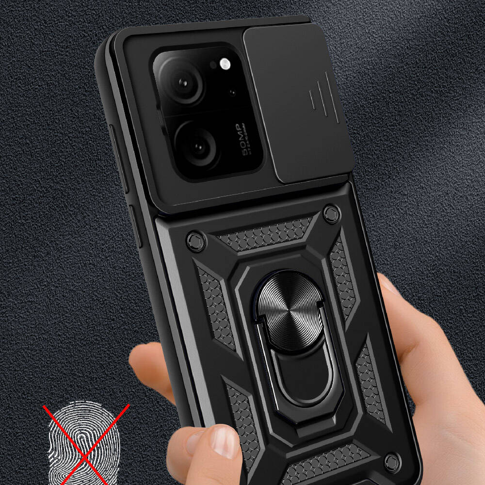 Xiaomi Mi 13T Pro Kılıf Magnetik Standlı Kamera Korumalı Zore Sürgülü Vega Kapak Mavi
