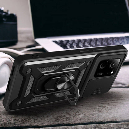 Xiaomi Mi 13T Pro Kılıf Magnetik Standlı Kamera Korumalı Zore Sürgülü Vega Kapak Mavi