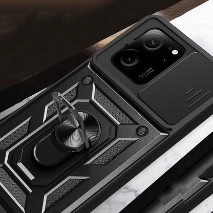 Xiaomi Mi 13T Pro Kılıf Magnetik Standlı Kamera Korumalı Zore Sürgülü Vega Kapak Mavi