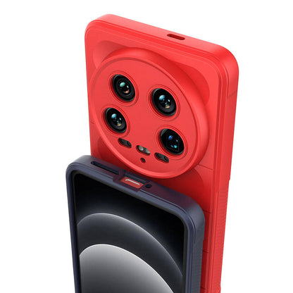Xiaomi Mi 14 Ultra Kılıf Esnek TPU Oyuklu Arka Yüzey Tasarımlı Zore Etnik Silikon Kapak Kırmızı