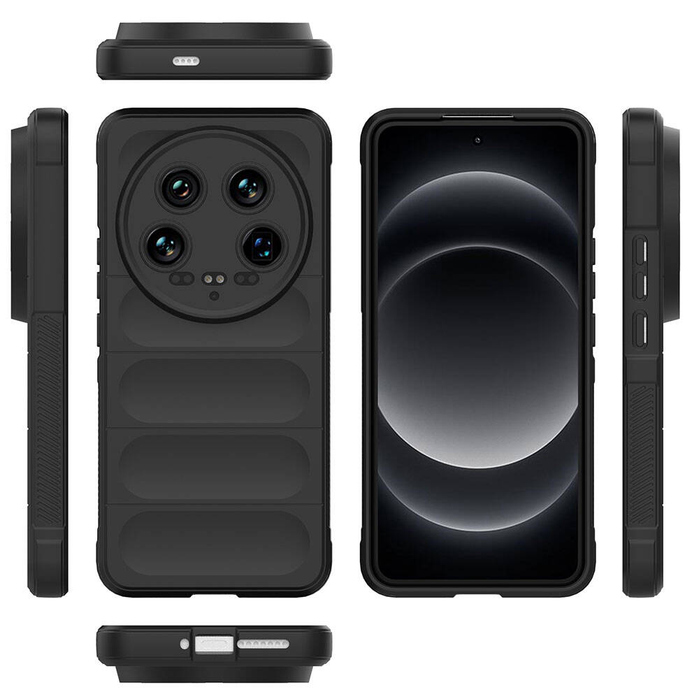 Xiaomi Mi 14 Ultra Kılıf Esnek TPU Oyuklu Arka Yüzey Tasarımlı Zore Etnik Silikon Kapak Siyah