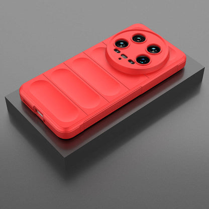 Xiaomi Mi 14 Ultra Kılıf Esnek TPU Oyuklu Arka Yüzey Tasarımlı Zore Etnik Silikon Kapak Kırmızı