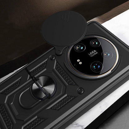 Xiaomi Mi 14 Ultra Kılıf Magnetik Standlı Kamera Korumalı Zore Sürgülü Vega Kapak Siyah