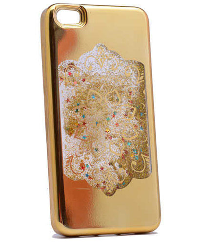 Xiaomi Mi 5 Kılıf Zore Lazer Çiçekli Sıvılı Silikon Gold