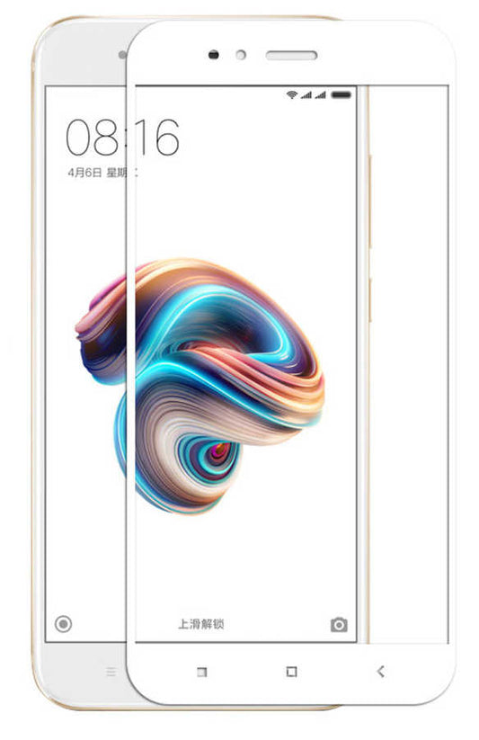 Xiaomi Mi 5x Zore Kenarları Kırılmaya Dayanıklı Cam Ekran Koruyucu Beyaz
