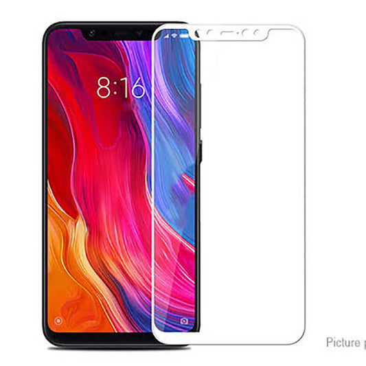 Xiaomi Mi 8 Zore Kenarları Kırılmaya Dayanıklı Cam Ekran Koruyucu Beyaz