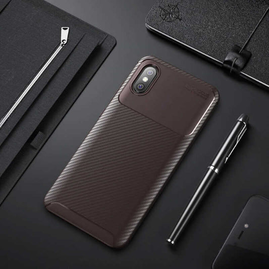 Xiaomi Mi 8 Pro Kılıf Zore Negro Silikon Kapak Kahverengi