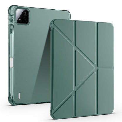 Xiaomi Pad 7 Kılıf Zore Tri Folding Kalem Bölmeli Standlı Kılıf Koyu Yeşil