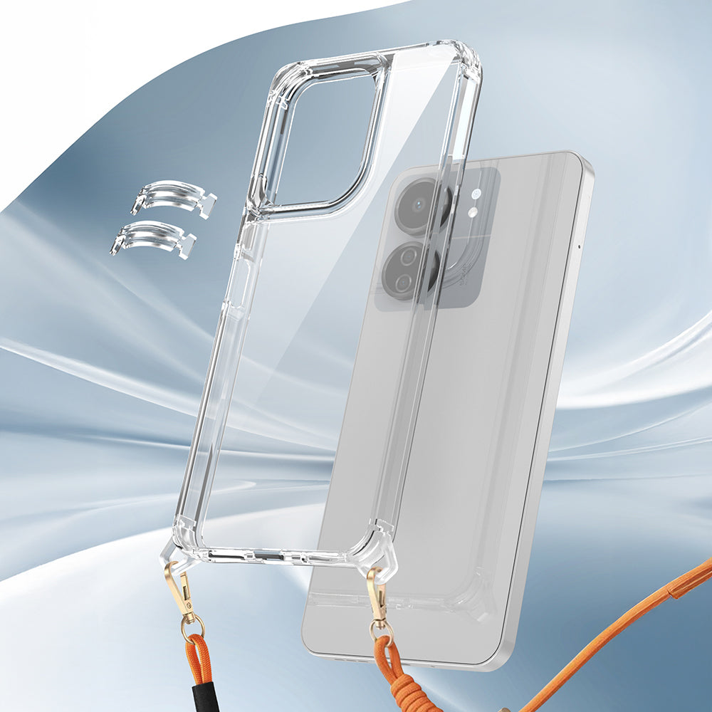 Xiaomi Poco C65 Kılıf Airbagli Takılabilir Askı Aparatlı Zore Snap Silikon Kapak Şeffaf