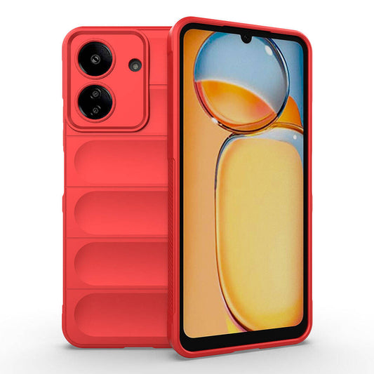Xiaomi Poco C65 Kılıf Esnek TPU Oyuklu Arka Yüzey Tasarımlı Zore Etnik Silikon Kapak Kırmızı