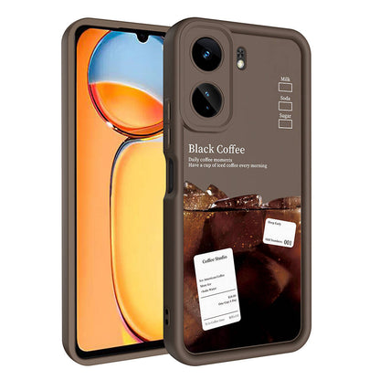 Xiaomi Poco C65 Kılıf Kamera Korumalı Baskılı Arka Yüzey Zore Klas Kapak Açık Kahve