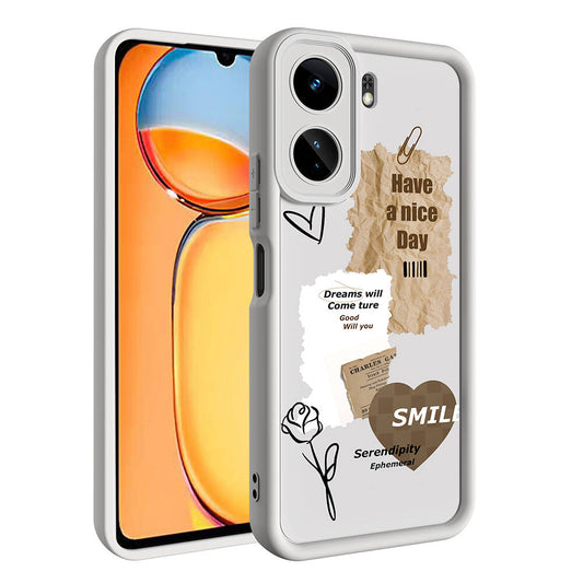 Xiaomi Poco C65 Kılıf Kamera Korumalı Baskılı Arka Yüzey Zore Klas Kapak Beyaz