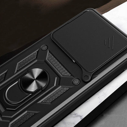 Xiaomi Poco F6 Kılıf Magnetik Standlı Kamera Korumalı Zore Sürgülü Vega Kapak Siyah