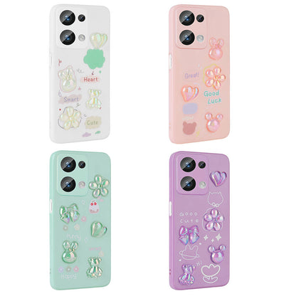 Xiaomi Poco M6 Pro 4G Kılıf Kabartma Figürlü Parlak Zore Toys Silikon Kapak Beyaz