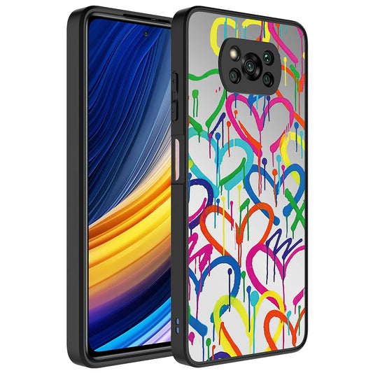 Xiaomi Poco X3 Kılıf Aynalı Desenli Kamera Korumalı Parlak Zore Mirror Kapak Kalp
