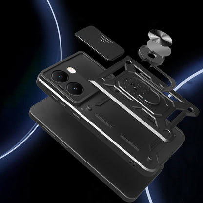 Xiaomi Poco X7 Pro Kılıf Magnetik Standlı Kamera Korumalı Zore Sürgülü Vega Kapak Siyah