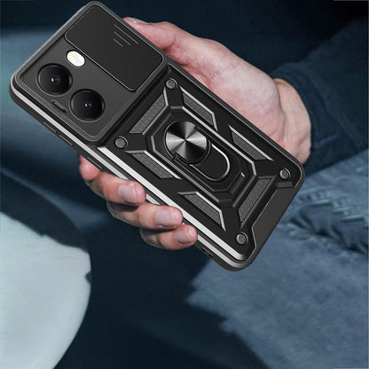 Xiaomi Poco X7 Pro Kılıf Magnetik Standlı Kamera Korumalı Zore Sürgülü Vega Kapak Siyah